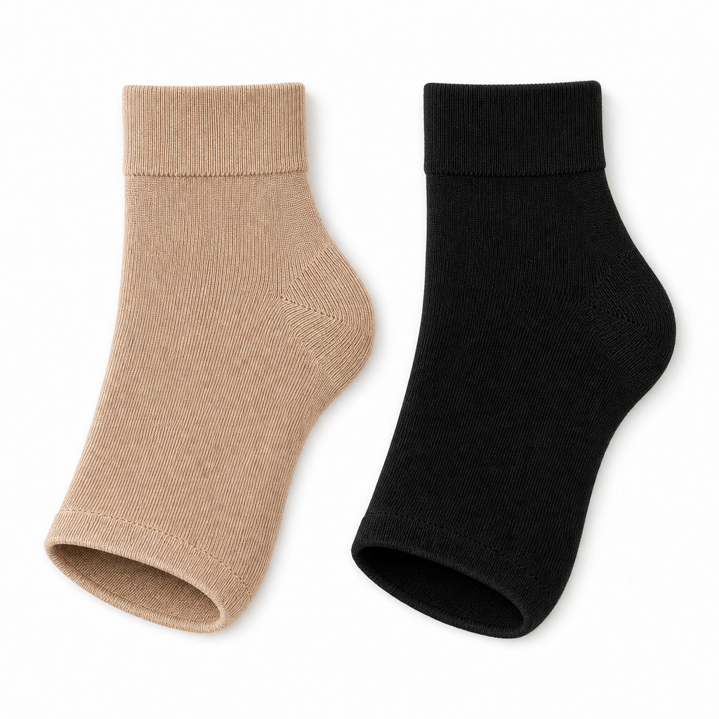 Ankle Brace Compression Sleeve Socks 2-Pack, Open Toe 8-15 mmHg Nylon Blend, Men and Women Sizes S-M to XXL, Standing Travel Work Everyday Wear