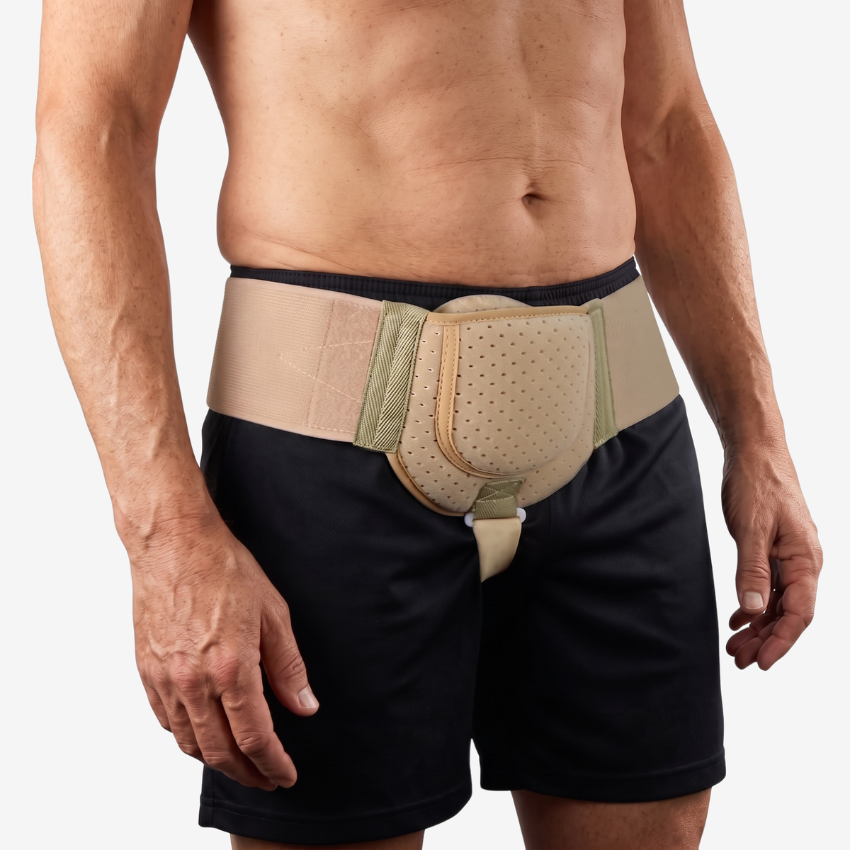 Adjustable Groin Support Belt with Removable Pad, Left or Right Side, Breathable Black, Sizes S and M for Men and Women Everyday Wear