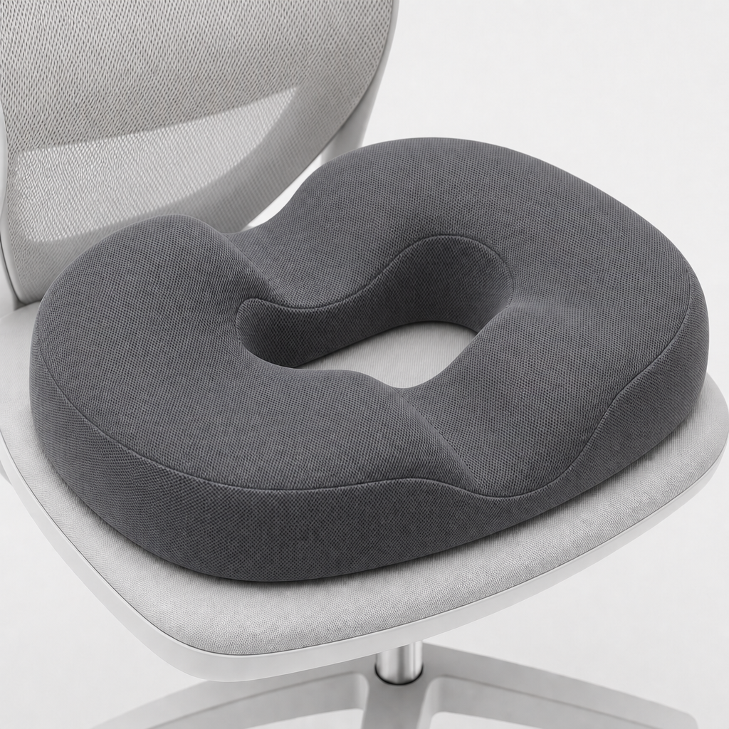 Memory Foam Donut Seat Cushion U-Shaped Ring Chair Pillow, Center Opening Washable Cover, Office Home Car Travel and Long Sitting