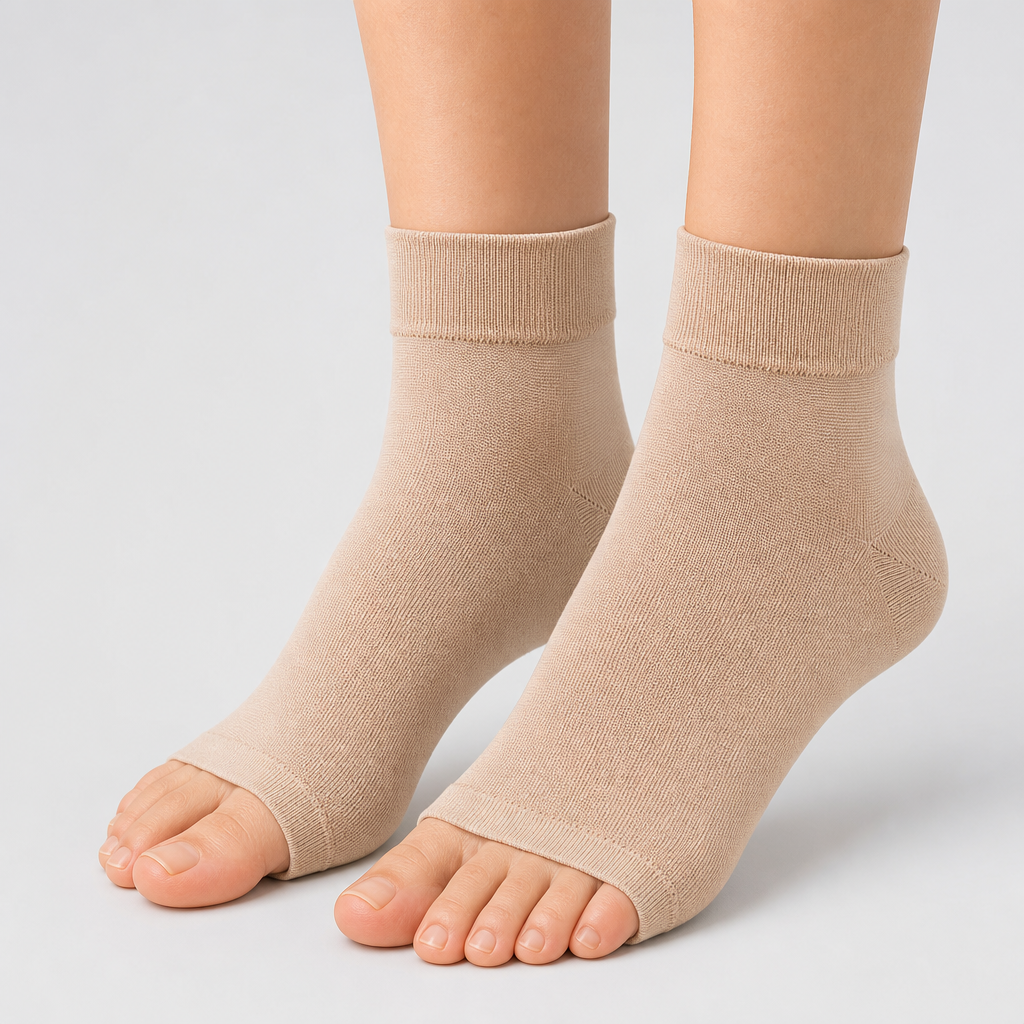 Ankle Brace Compression Sleeve Socks 2-Pack, Open Toe 8-15 mmHg Nylon Blend, Men and Women Sizes S-M to XXL, Standing Travel Work Everyday Wear