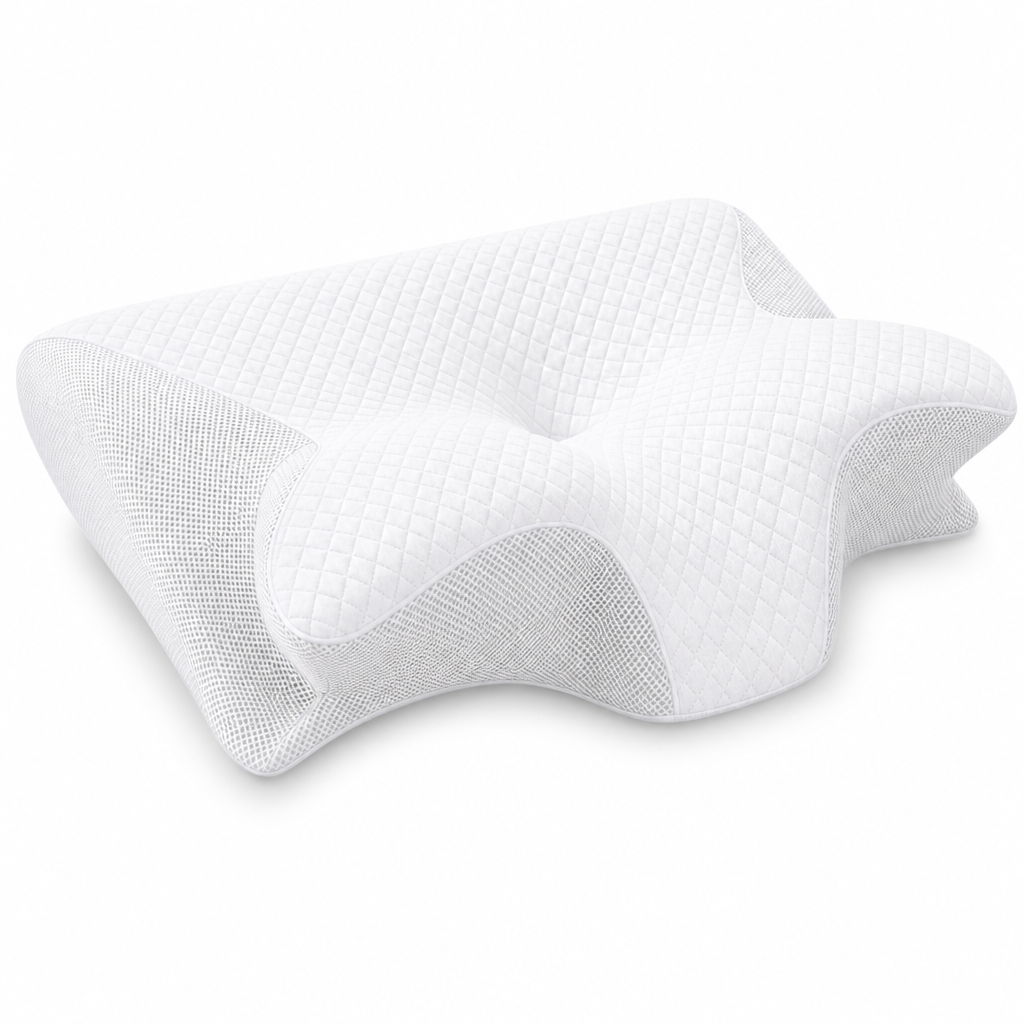 2-in-1 Ergonomic Memory Foam Cervical Pillow Contour and Roll Sides, Dual Height Side Back Stomach Sleepers, CertiPUR-US Foam Home Bedroom Use