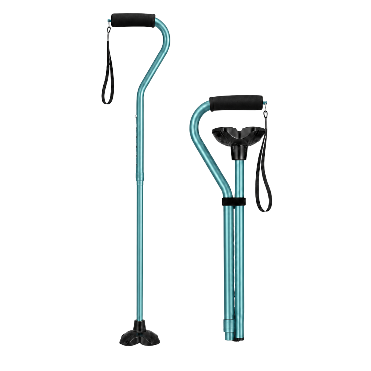 Adjustable aluminum folding cane blue dual view