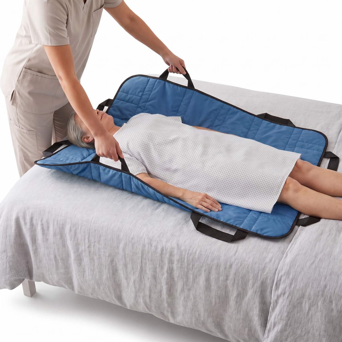 Reusable Nylon Bed Pad Sheet 48 x 40 In, Double-Sided Waterproof with 8 Reinforced Handles, Machine Washable Multi Color Home Bedroom Use