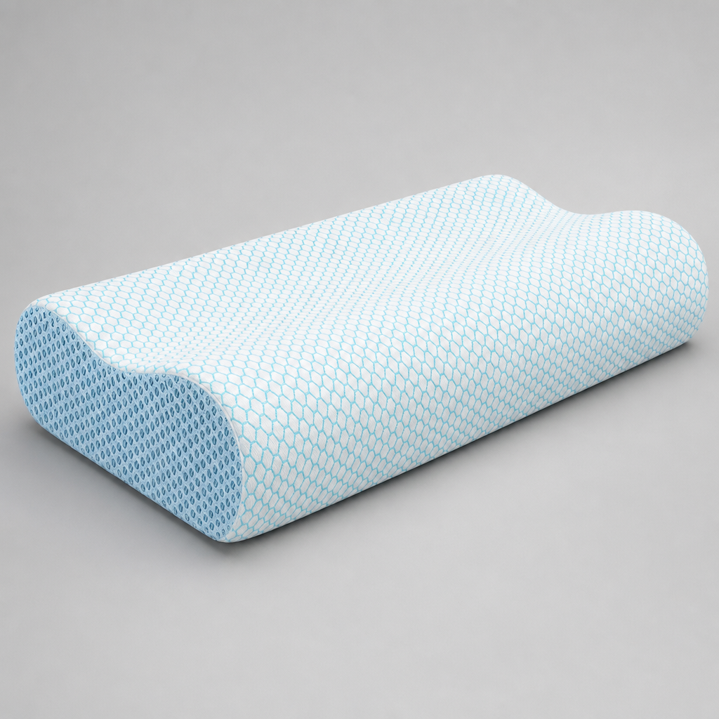 Ergonomic Memory Foam Cervical Pillow Contour 2 Heights, Breathable Washable Cover, Side Back and Stomach Sleepers, Home Bedroom Everyday Use