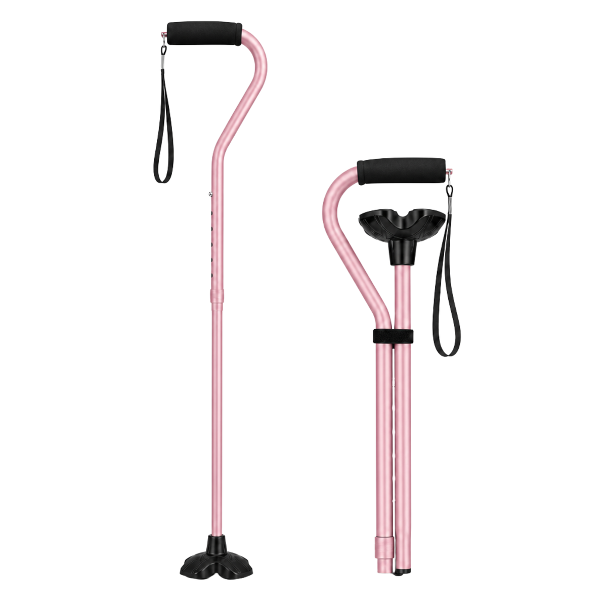 Adjustable aluminum folding cane pink dual view