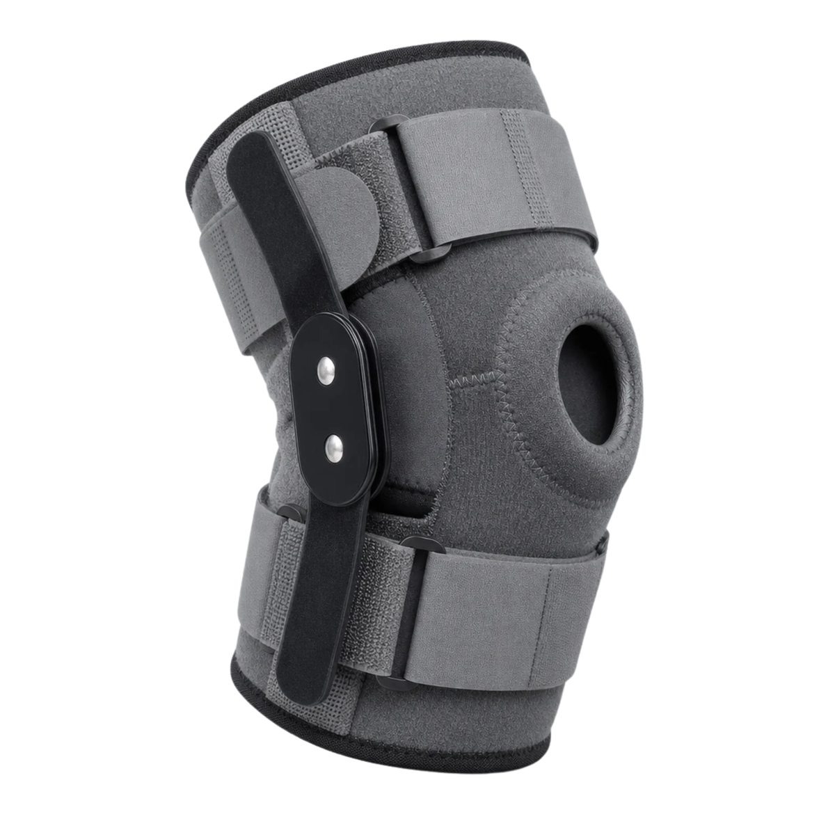 Hinged Knee Brace Metal Side Stabilizers Open Patella, Adjustable Straps Breathable Support, Men Women Sizes S-XXXL Running Sports Everyday Wear