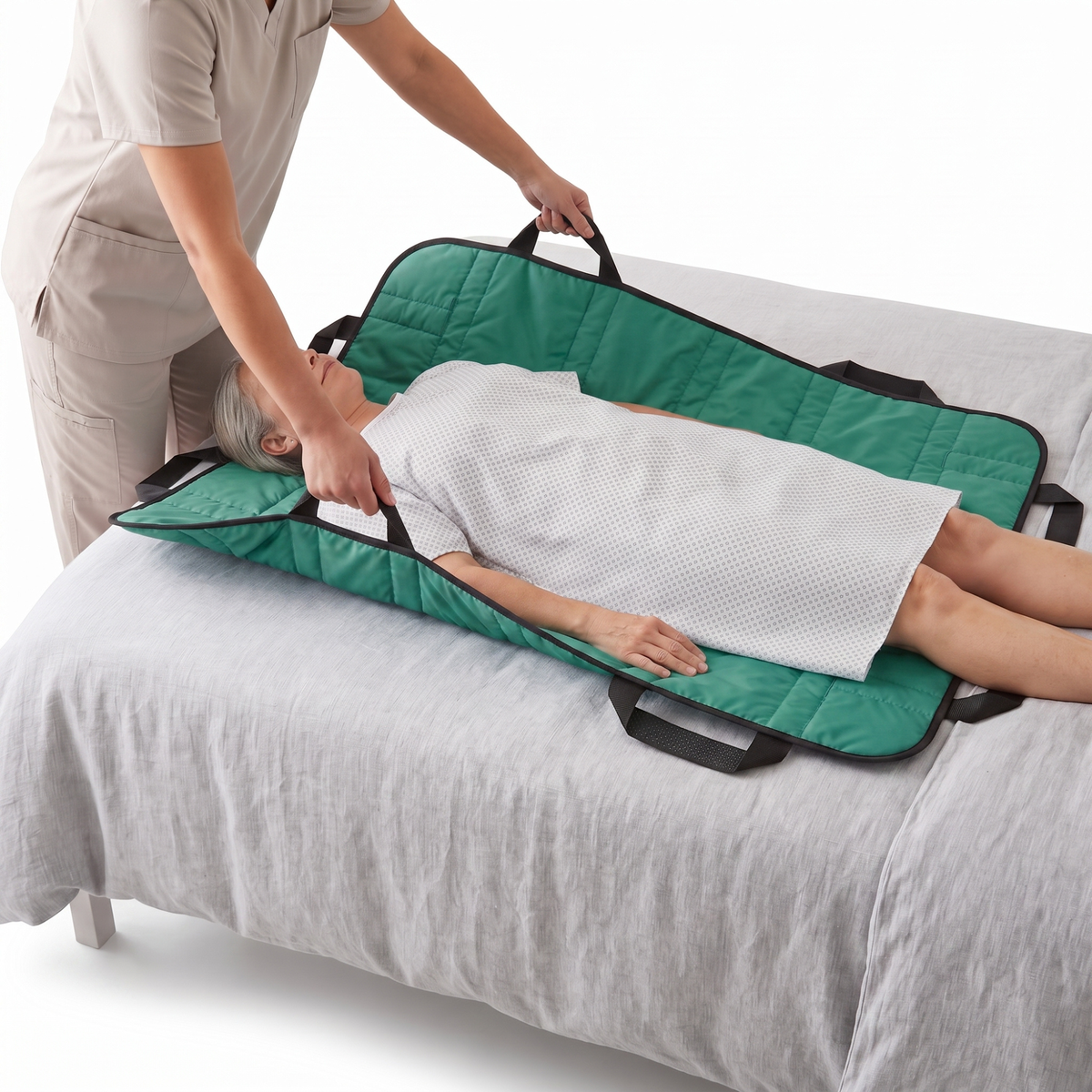 Reusable Nylon Bed Pad Sheet 48 x 40 In, Double-Sided Waterproof with 8 Reinforced Handles, Machine Washable Multi Color Home Bedroom Use