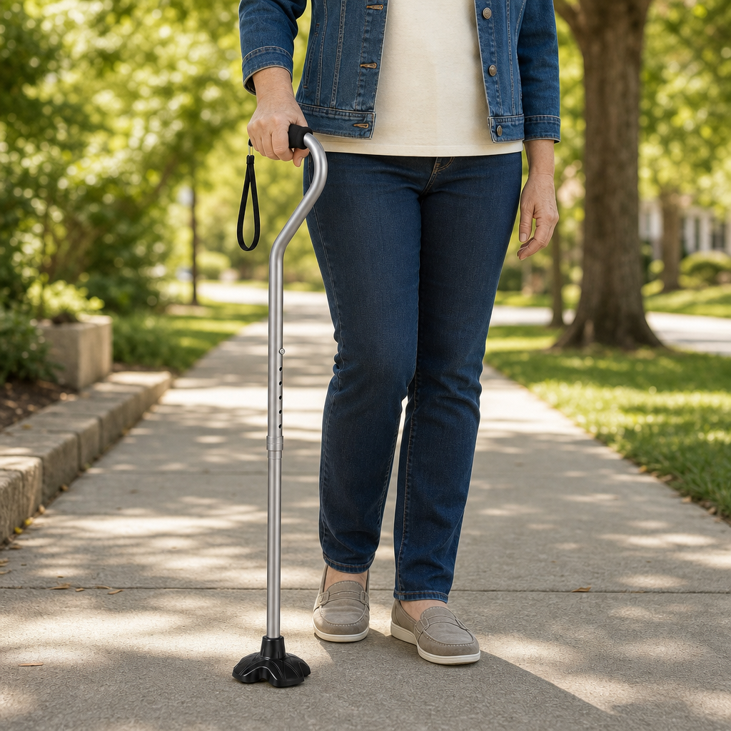 Folding cane outdoor use lifestyle
