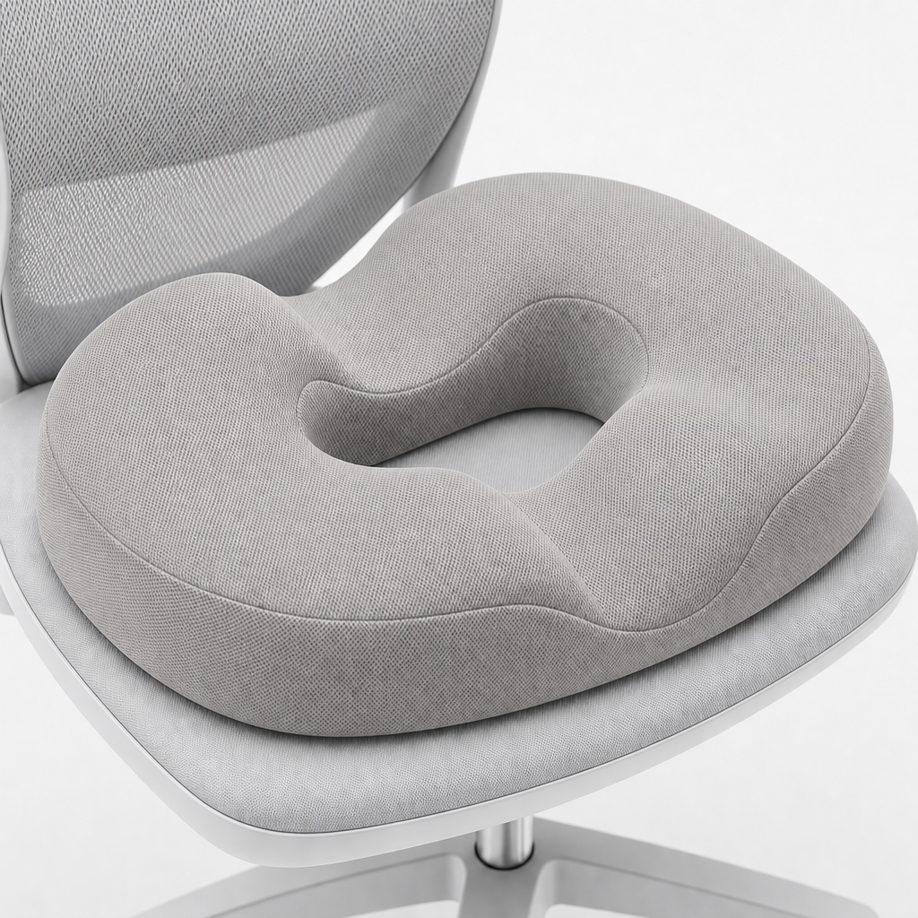 Memory Foam Donut Seat Cushion U-Shaped Ring Chair Pillow, Center Opening Washable Cover, Office Home Car Travel and Long Sitting