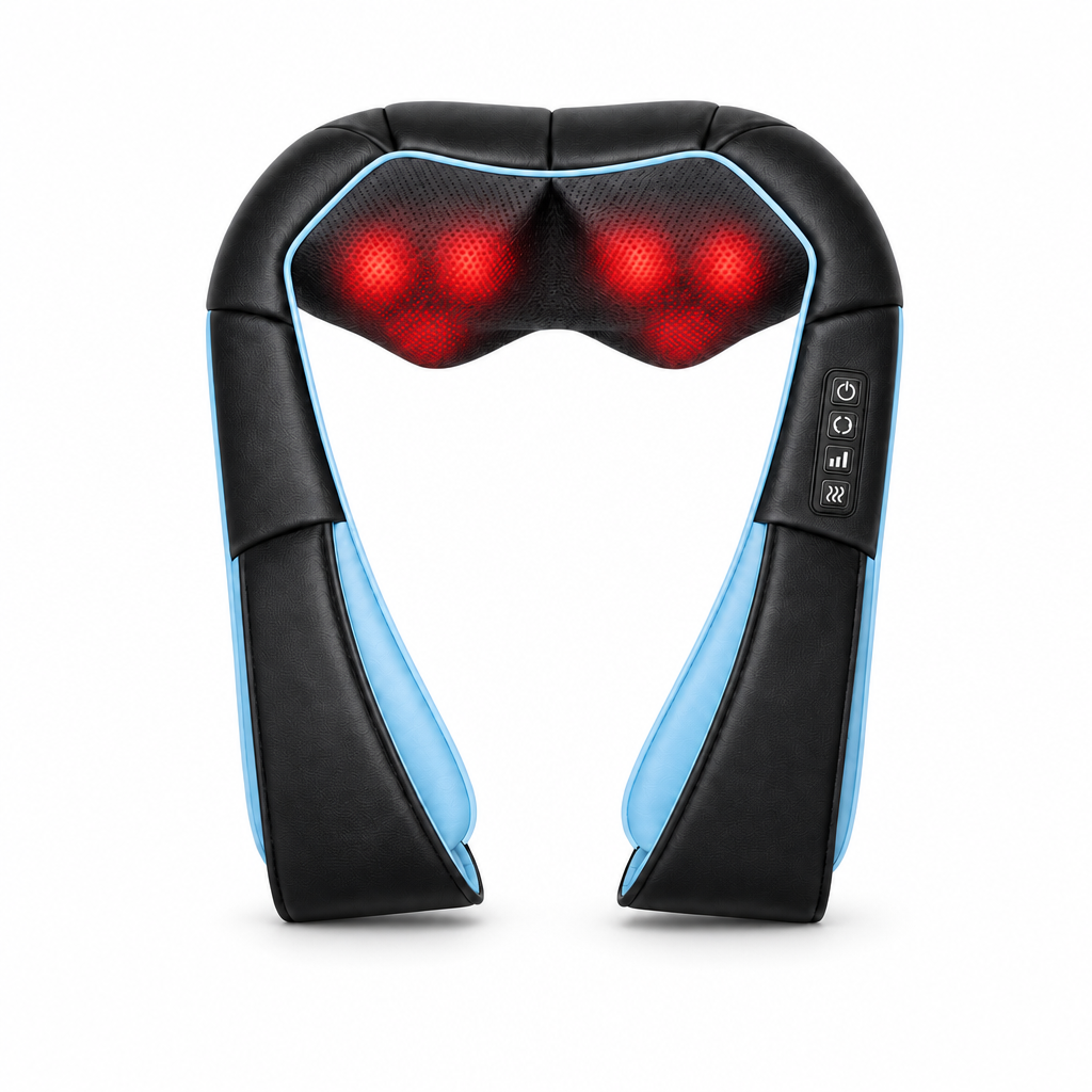 Shiatsu Neck Back and Shoulder Massager with Heat, 8 Kneading Nodes 3 Speeds Infrared Warmth, Home and Car Adapter Plug-In 15-Min Auto-Off