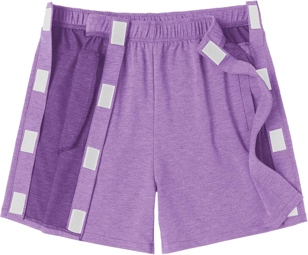 Post-Surgery Recovery Snap-On Athletic Shorts - Unisex Cotton Comfort with Pockets