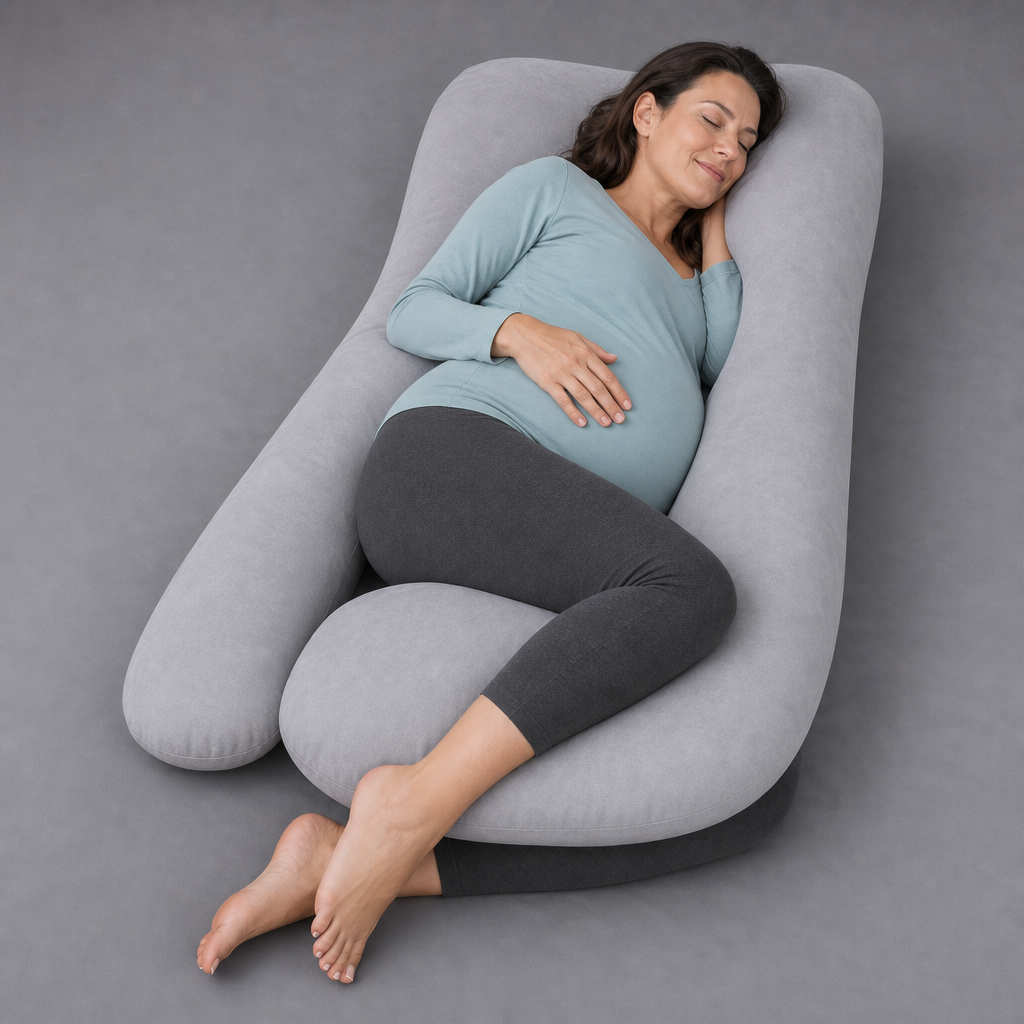 U-Shaped Full Body Pillow 57 and 65 In, Removable Velvet or Cooling Cover, Long Side Sleeper Pillow for Home Bedroom