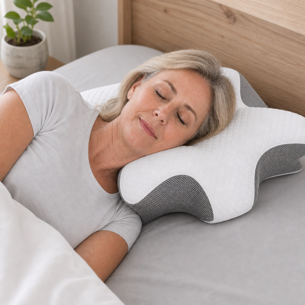 2-in-1 Ergonomic Memory Foam Cervical Pillow Contour and Roll Sides, Dual Height Side Back Stomach Sleepers, CertiPUR-US Foam Home Bedroom Use