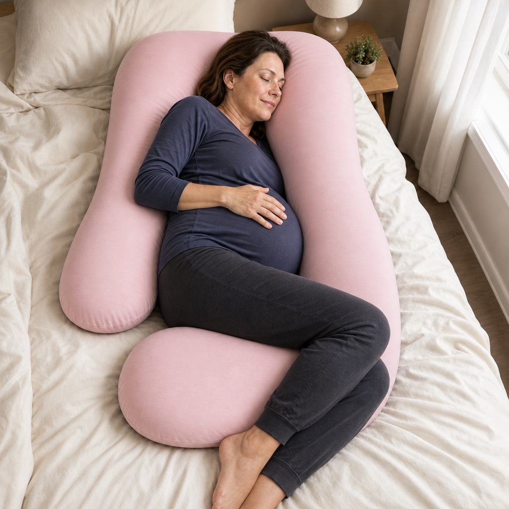 U-Shaped Full Body Pillow 57 and 65 In, Removable Velvet or Cooling Cover, Long Side Sleeper Pillow for Home Bedroom