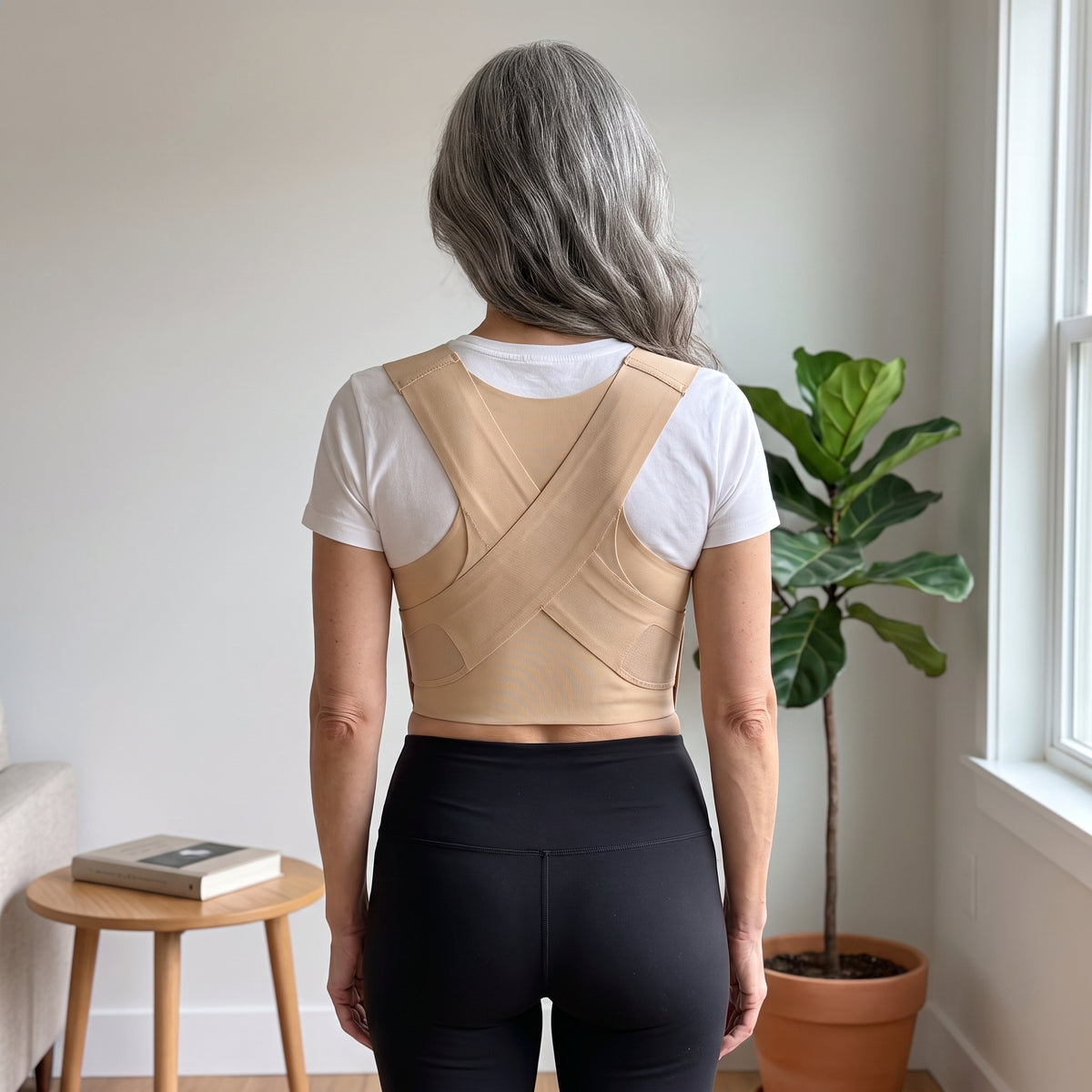 Adjustable Posture Corrector Bra for Women, Dual Y and X Strap Back Support, Flexible Rods Breathable Fit, Sizes S-L Under Clothes Everyday Wear