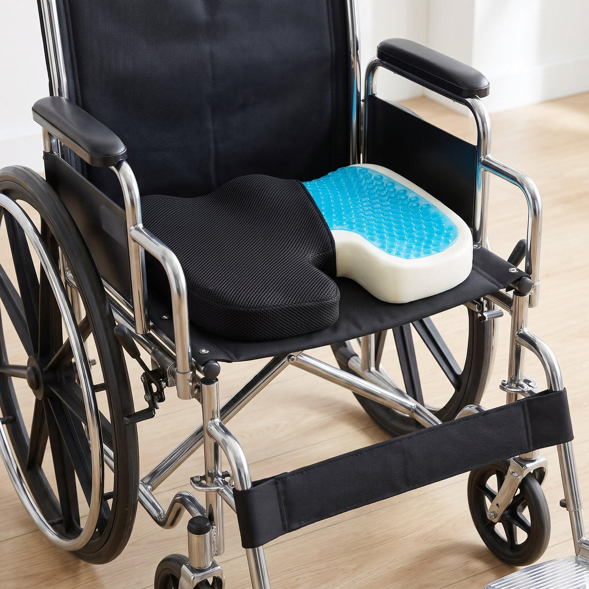Gel Wheelchair Seat Cushion U-Cutout Memory Foam Chair Pad, Hybrid Gel Top Waterproof Anti-Slip Cover, Wheelchair Office Car and Long Sitting