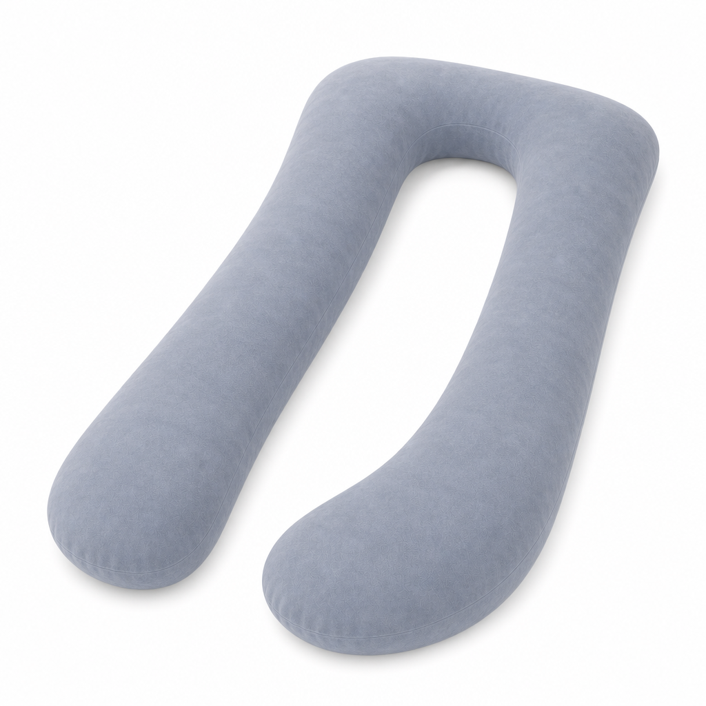 U-Shaped Full Body Pillow 57 and 65 In, Removable Velvet or Cooling Cover, Long Side Sleeper Pillow for Home Bedroom