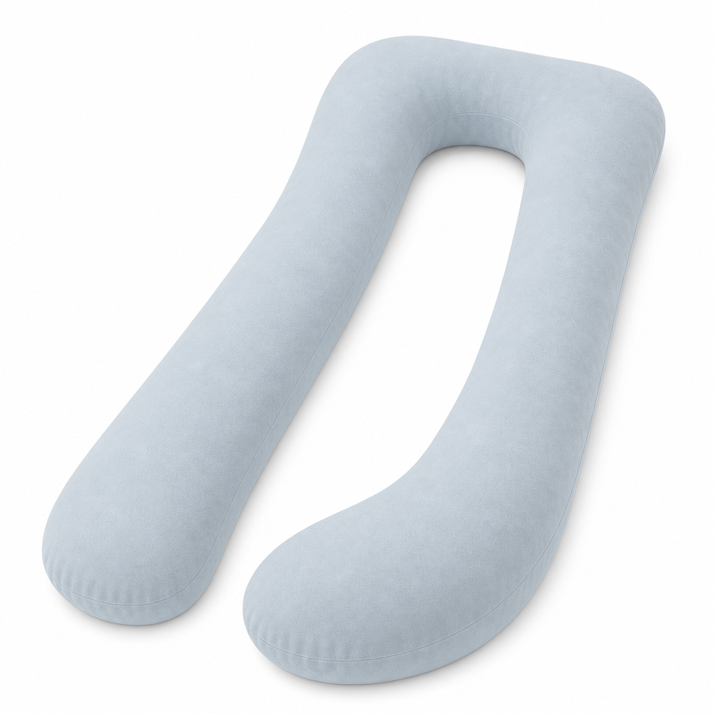 U-Shaped Full Body Pillow 57 and 65 In, Removable Velvet or Cooling Cover, Long Side Sleeper Pillow for Home Bedroom