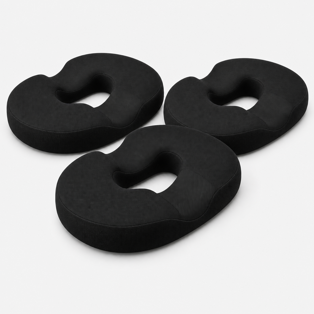Memory Foam Donut Seat Cushion U-Shaped Ring Chair Pillow, Center Opening Washable Cover, Office Home Car Travel and Long Sitting