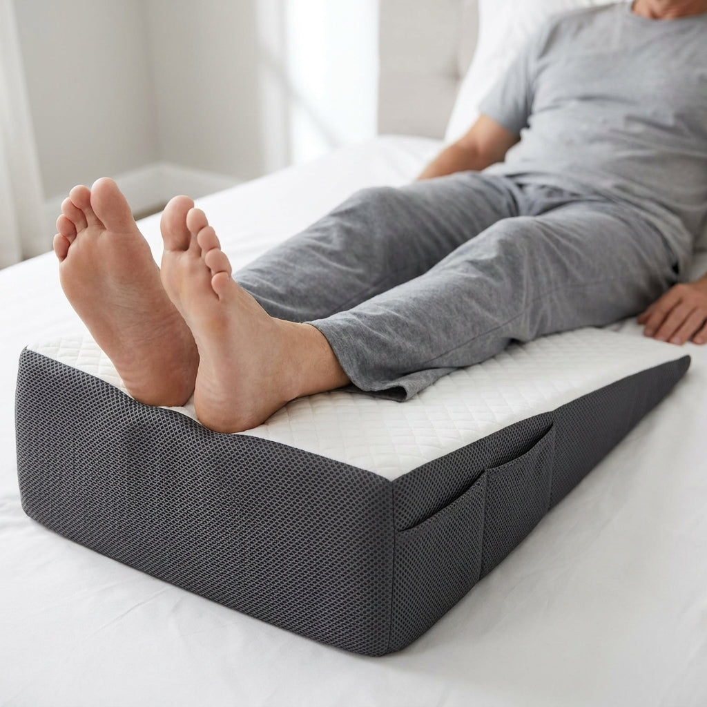 Bed Wedge Pillow Memory Foam Incline, Cooling Cover Removable Washable, Triangle or Flat Top Heights, Head Back Leg Elevation Sleep Support