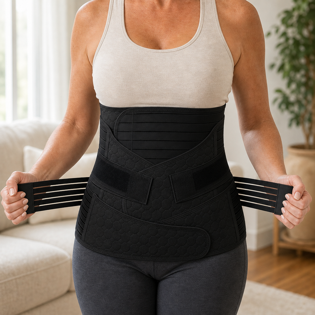 3-in-1 Belly Wrap Support Band for Abdomen Waist and Pelvis, Adjustable Polyester Spandex, Lightweight No-Roll Fit, Sizes S to 2XL Everyday Wear