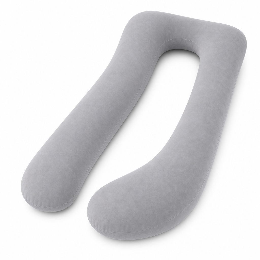 U-Shaped Full Body Pillow 57 and 65 In, Removable Velvet or Cooling Cover, Long Side Sleeper Pillow for Home Bedroom