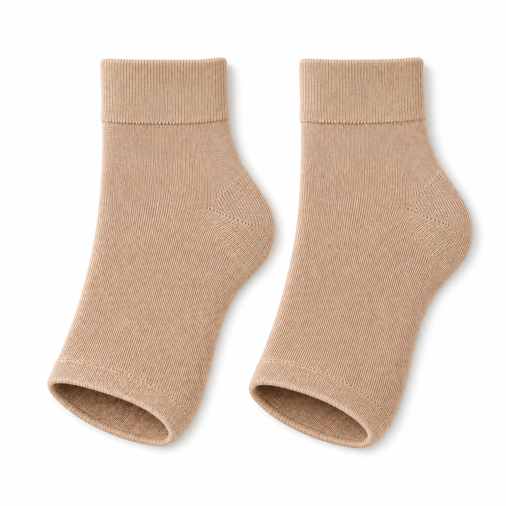 Ankle Brace Compression Sleeve Socks 2-Pack, Open Toe 8-15 mmHg Nylon Blend, Men and Women Sizes S-M to XXL, Standing Travel Work Everyday Wear