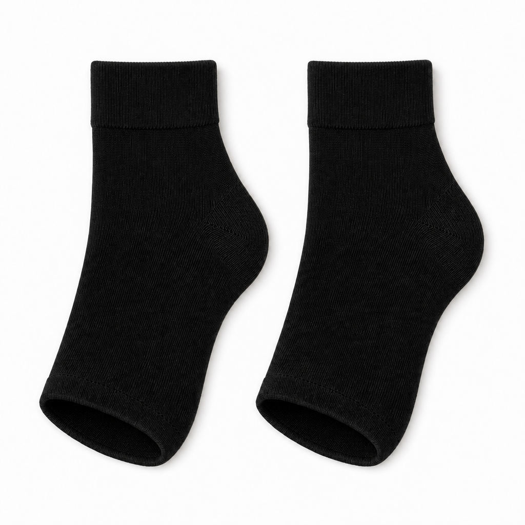Ankle Brace Compression Sleeve Socks 2-Pack, Open Toe 8-15 mmHg Nylon Blend, Men and Women Sizes S-M to XXL, Standing Travel Work Everyday Wear
