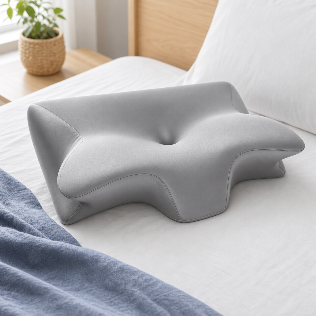 2-in-1 Ergonomic Memory Foam Cervical Pillow Contour and Roll Sides, Dual Height Side Back Stomach Sleepers, CertiPUR-US Foam Home Bedroom Use