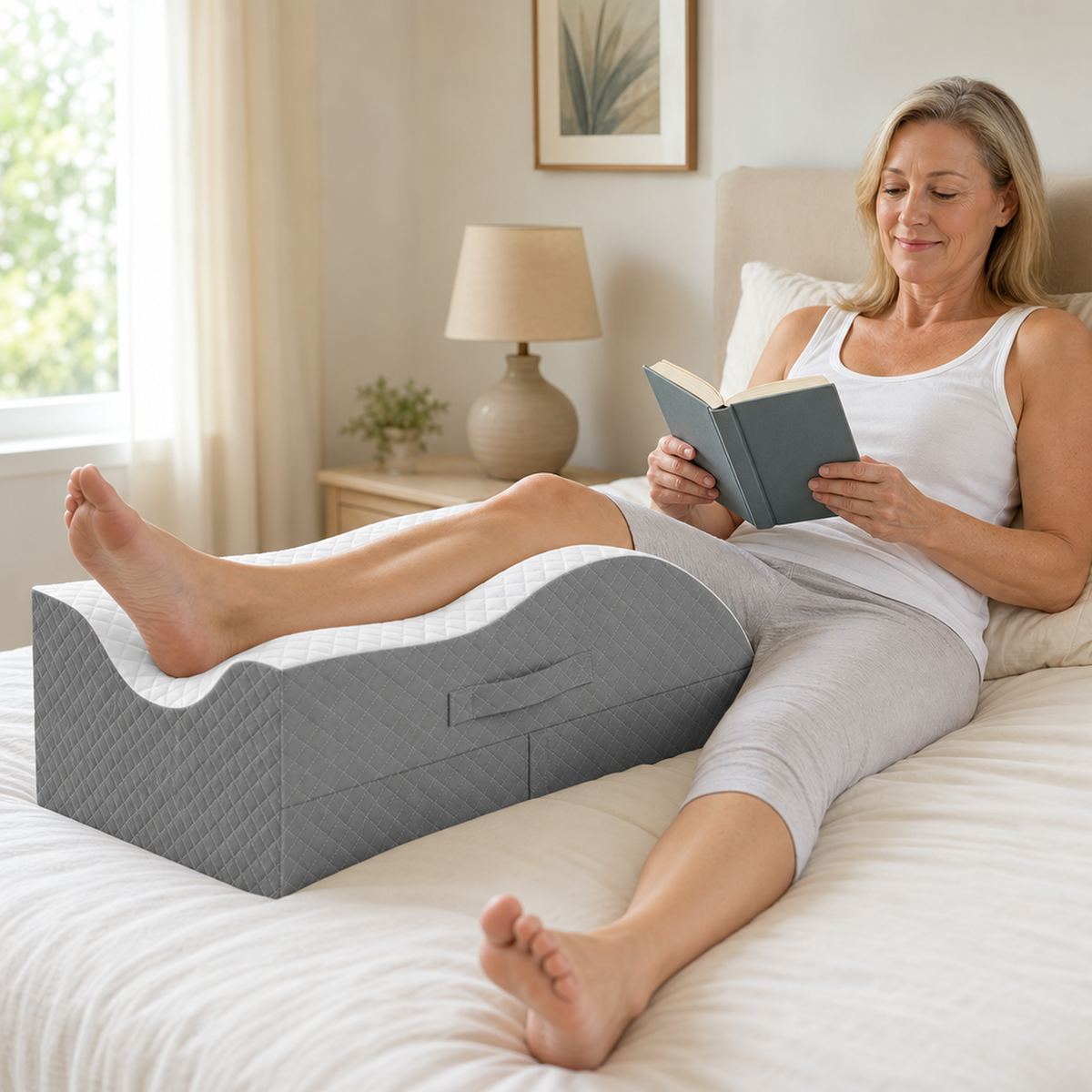 Grey Single Leg elevation wedge lifestyle in use