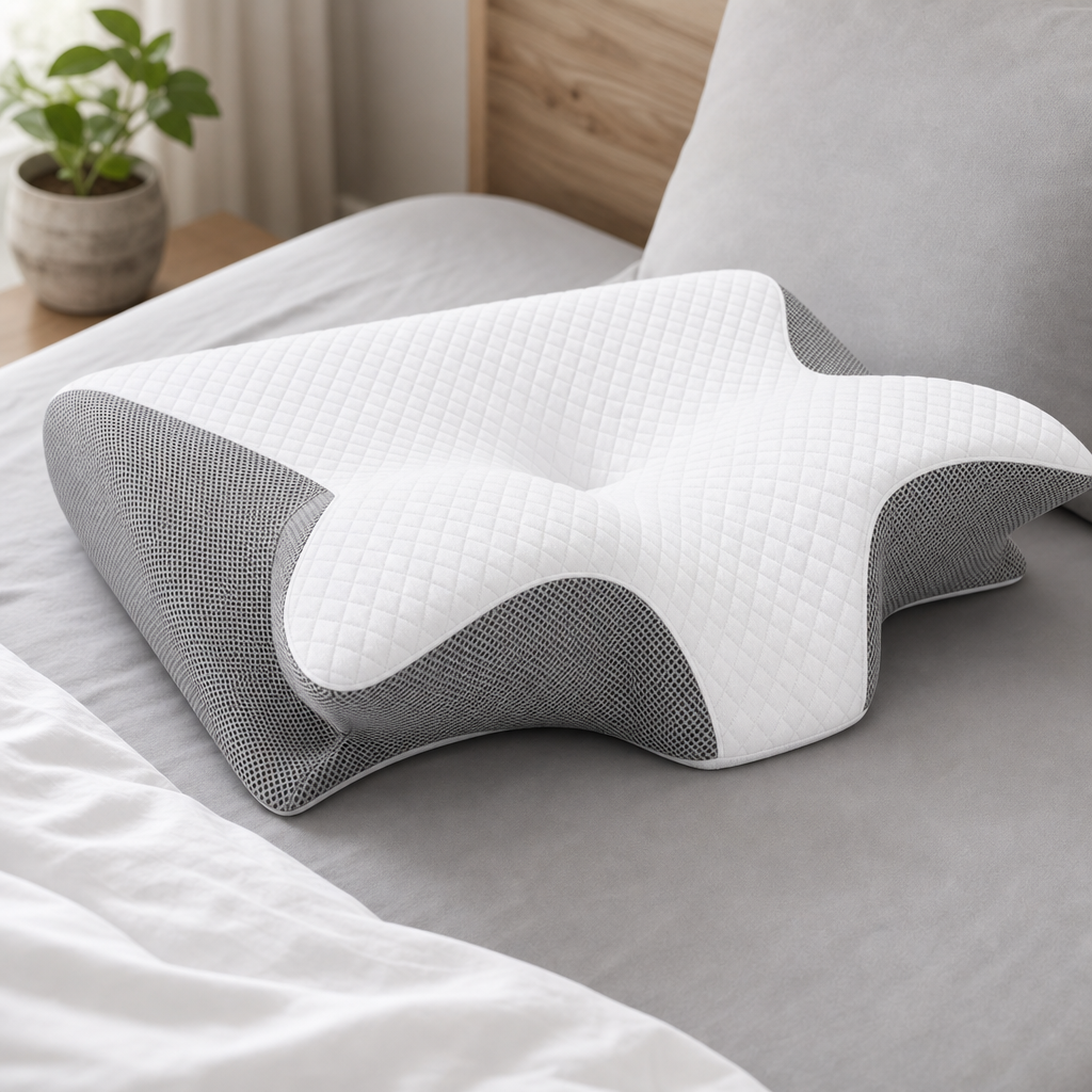 2-in-1 Ergonomic Memory Foam Cervical Pillow Contour and Roll Sides, Dual Height Side Back Stomach Sleepers, CertiPUR-US Foam Home Bedroom Use
