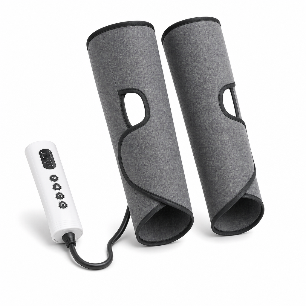 Air Compression Leg Massager 3 Modes 3 Intensities, Auto-Off Timer Handheld Controller, Fits Calves to 21 In, Travel Bag Home and Recovery Use