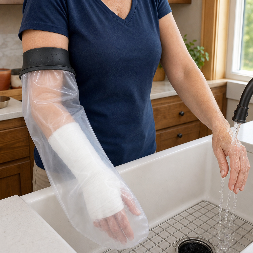 Waterproof Cast Cover for Shower, Reusable TPU Cast Protector Sleeve, Rigid or Soft Rim, Arm Leg Knee Foot Hand, Pool and Bath Use
