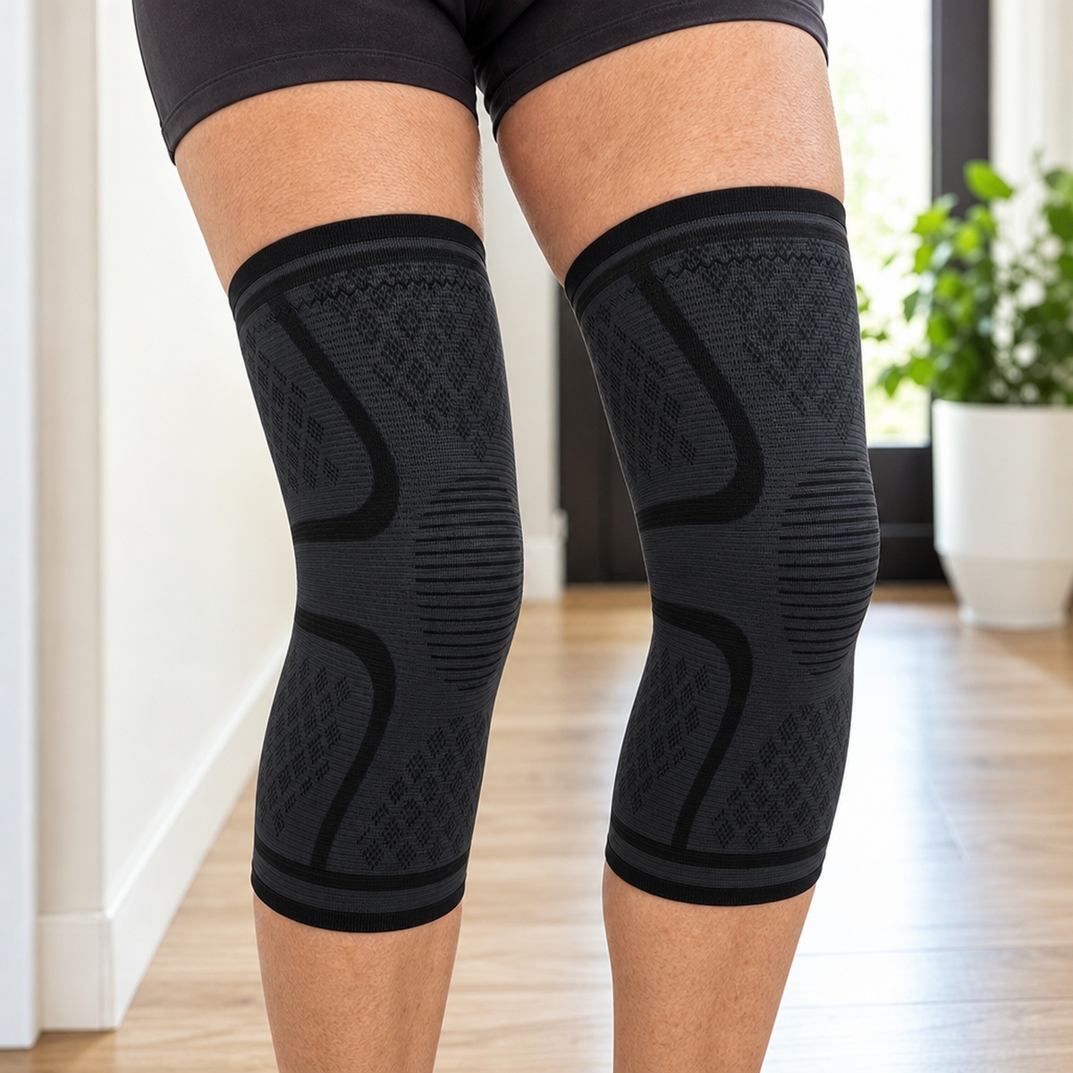 Compression Knee Brace Sleeve 2-Pack for Men and Women, Breathable Non-Slip Knee Support, Running Workouts Sports Gym and Everyday Wear