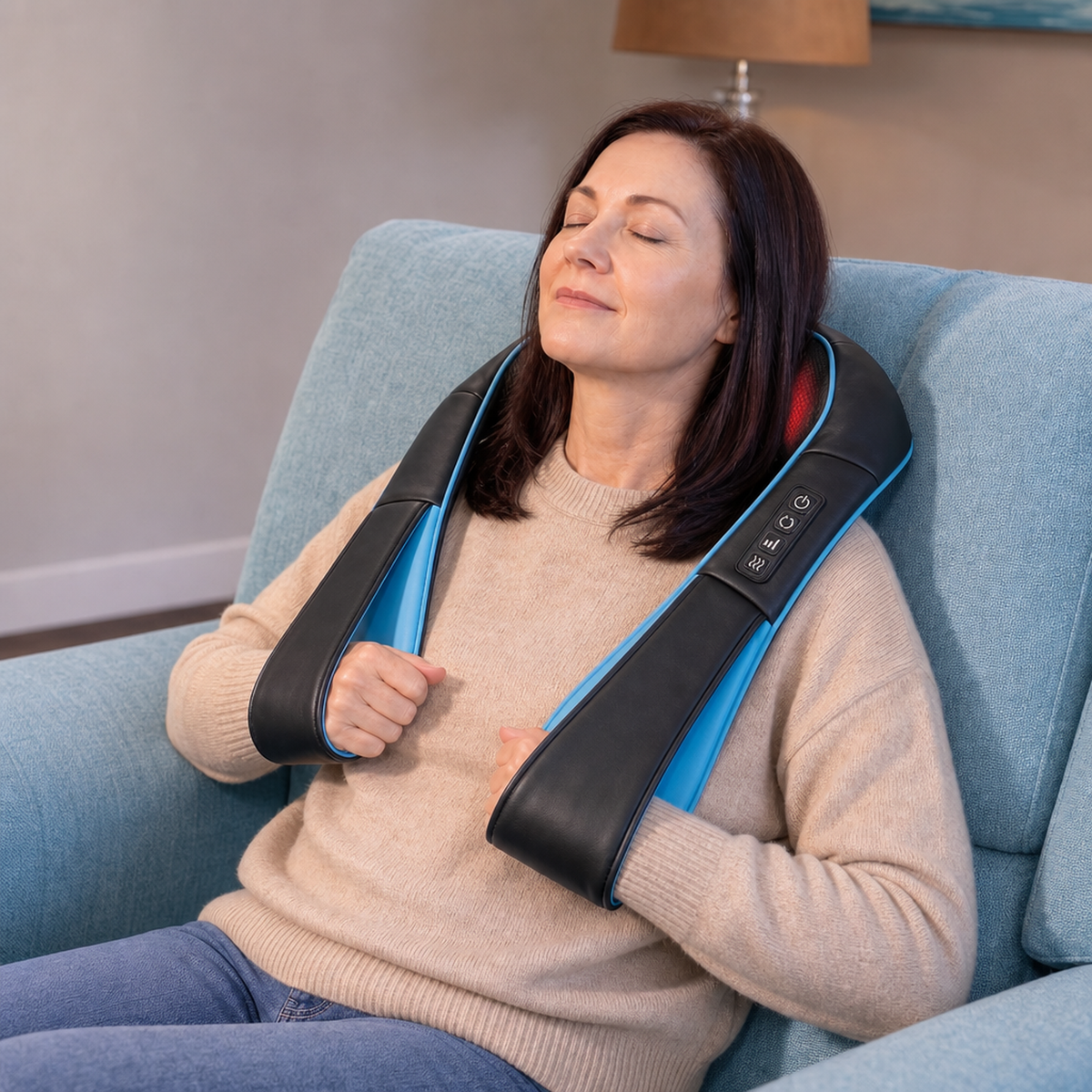 Shiatsu Neck Back and Shoulder Massager with Heat, 8 Kneading Nodes 3 Speeds Infrared Warmth, Home and Car Adapter Plug-In 15-Min Auto-Off