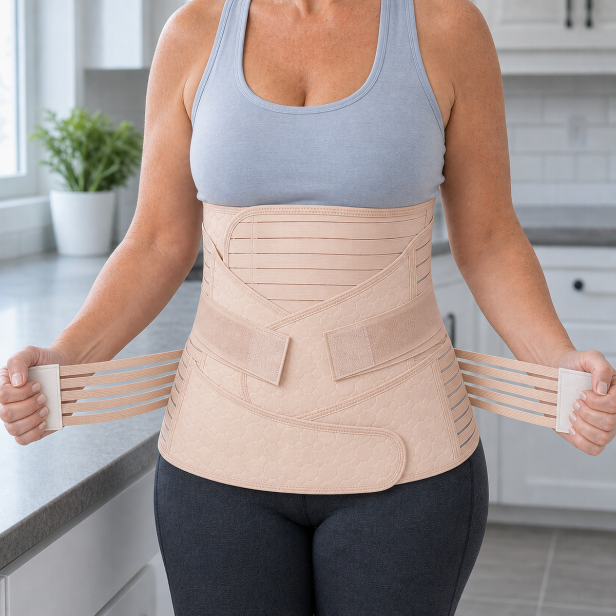 3-in-1 Belly Wrap Support Band for Abdomen Waist and Pelvis, Adjustable Polyester Spandex, Lightweight No-Roll Fit, Sizes S to 2XL Everyday Wear