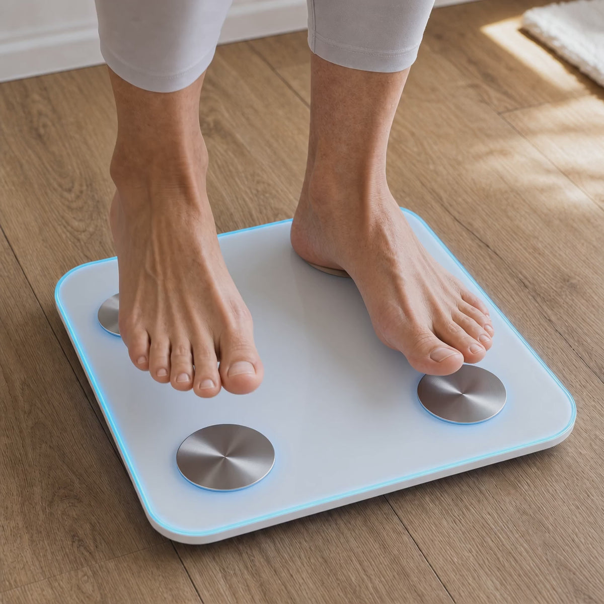 Load video: Bluetooth Smart Body Fat Scale Digital Bathroom Scale, App Sync BMI Body Fat Muscle Mass Tracking, Color Display 400 lb Home Fitness Use