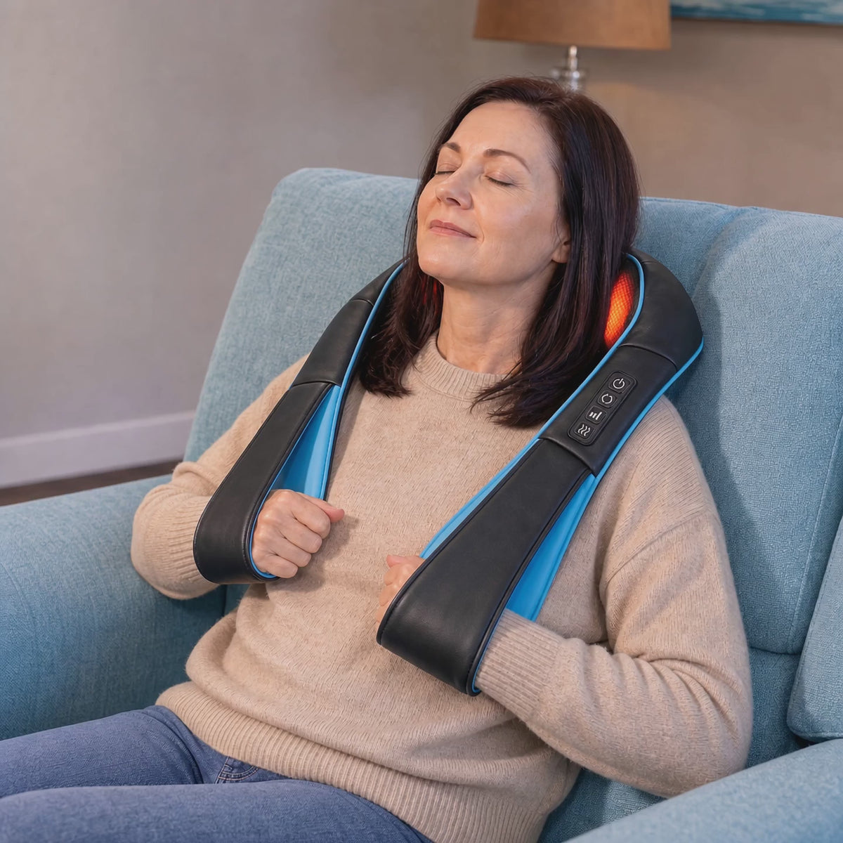 Load video: Shiatsu Neck Back and Shoulder Massager with Heat, 8 Kneading Nodes 3 Speeds Infrared Warmth, Home and Car Adapter Plug-In 15-Min Auto-Off