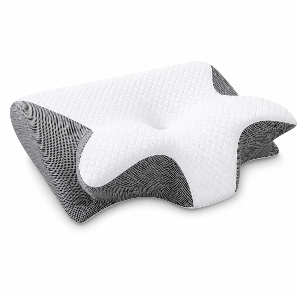 2-in-1 Ergonomic Memory Foam Cervical Pillow Contour and Roll Sides, Dual Height Side Back Stomach Sleepers, CertiPUR-US Foam Home Bedroom Use